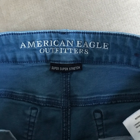 American Eagle Hi Rise Shortie Blue Shorts - Picture 3 of 5